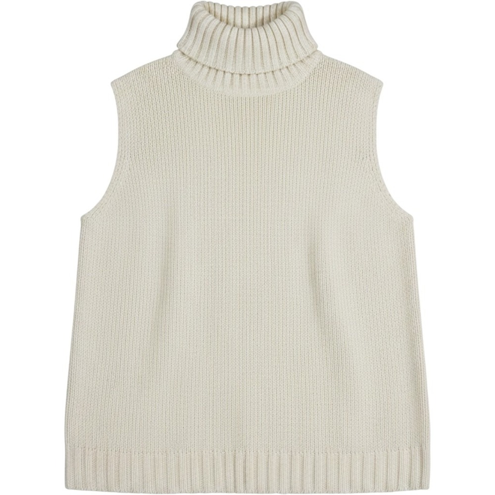 Uniform John Paul Richard Sweater Vest Women XL Ivory Sleeveless Turtleneck Knit